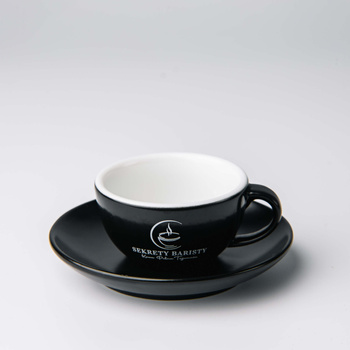 Filiżanka do espresso z podstawką 70ml Czarna - Sekrety Baristy