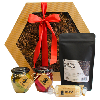 Zestaw Prezentowy na Każdą Okazję Herbata Miód Krem Trufla Miódmiś