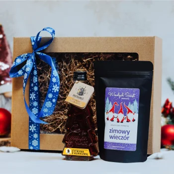 Świąteczny Zestaw Prezentowy Herbata Zimowy Wieczór, Syrop Miódmiś Cytryna z Kurkumą