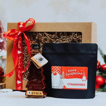 Świąteczny Zestaw Prezentowy Kawa Cynamonek Mielona, Syrop Miódmiś Dynia