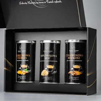 Zestaw prezentowy kaw funkcjonalnych Sekrety Baristy – Kurkuma, Soplówka, Cynamon