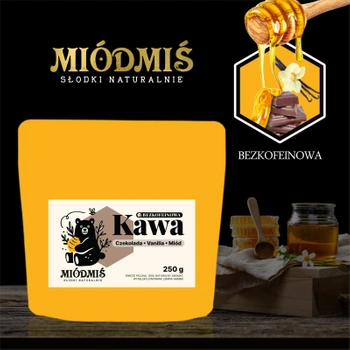 Kawa Miódmiś BEZKOFEINOWA Smakowa z Naturalnym Aromatem Czekolady, Vanilii i Miodu 250g.