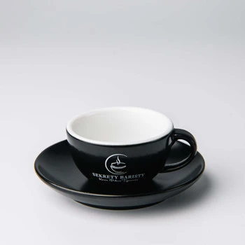 Filiżanka do espresso z podstawką 70ml Czarna - Sekrety Baristy