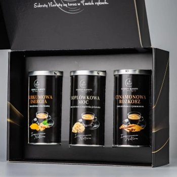 Zestaw prezentowy kaw funkcjonalnych Sekrety Baristy – Kurkuma, Soplówka, Cynamon