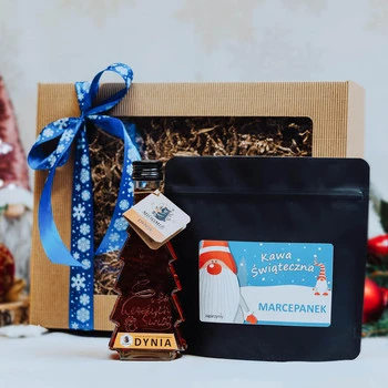 Świąteczny Zestaw Prezentowy Kawa Marcepanek Mielona, Syrop Miódmiś Dynia