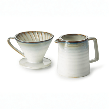 Zestaw do parzenia kawy pour-over – Dripper i dzbanek z porcelany 0,45 l – stylowy zestaw baristy