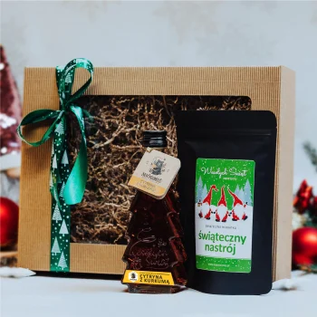 Świąteczny Zestaw Prezentowy Herbata Świąteczny Nastrój, Syrop Miódmiś Cytryna z Kurkumą